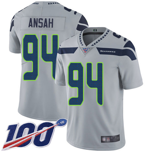 Seattle Seahawks Limited Grey Men Ezekiel Ansah Alternate Jersey NFL Football #94 100th Season Vapor Untouchable